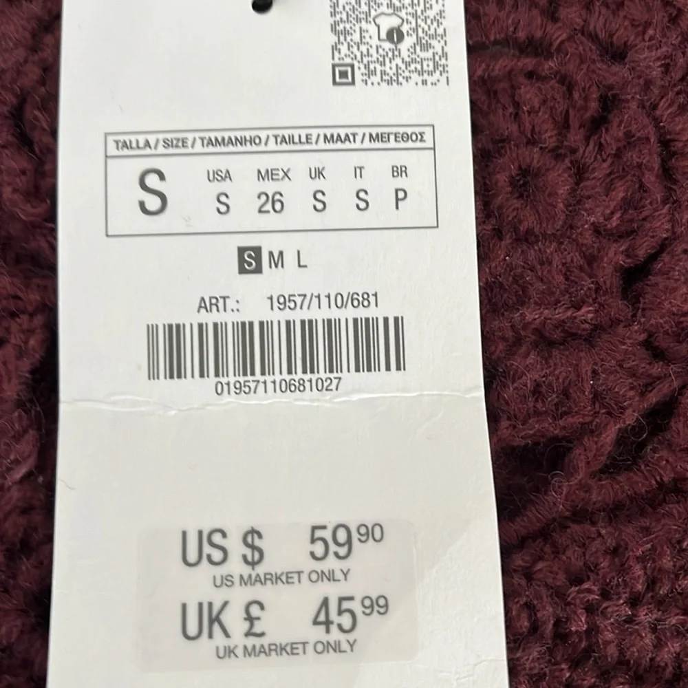 Zara crochet knit sweater in burgundy 
Runs small - Picture 2 of 7